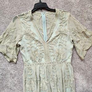 Altar'd State sage green bohemian maxi dress